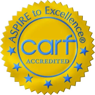 CARF Aspire to Excellence accredited seal