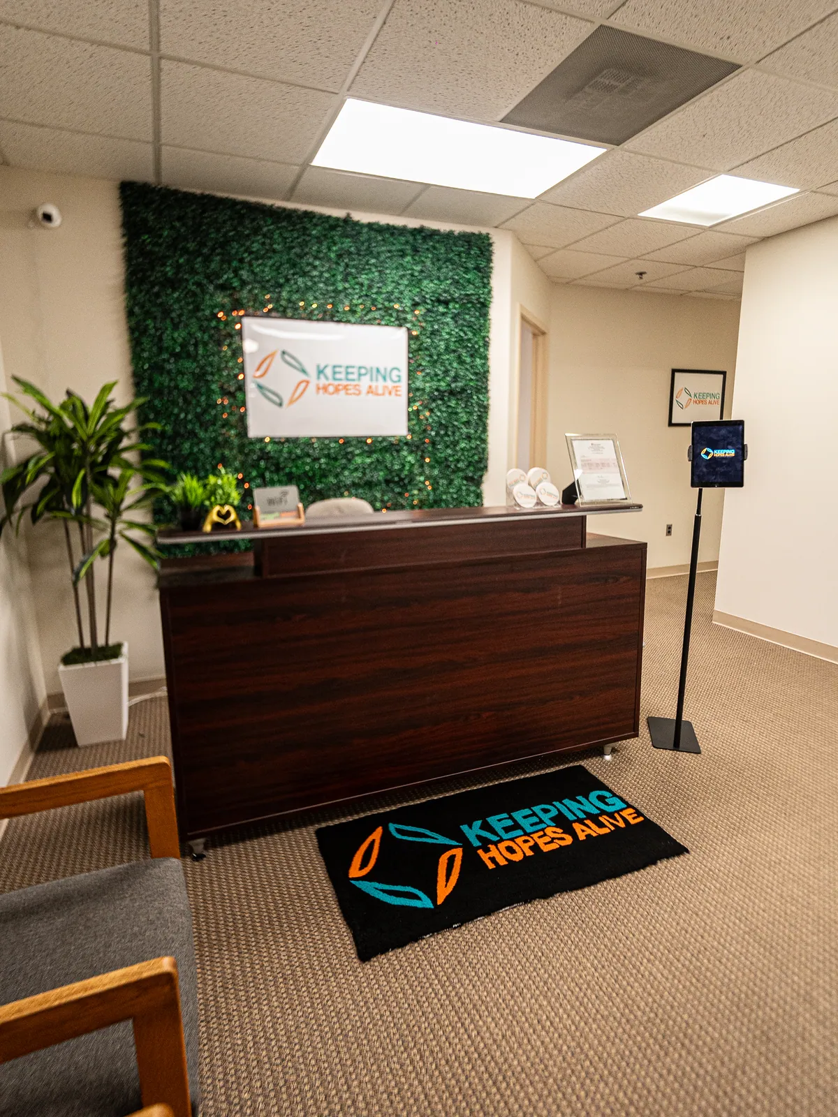The Keeping Hopes Alive front desk in downtown Baltimore