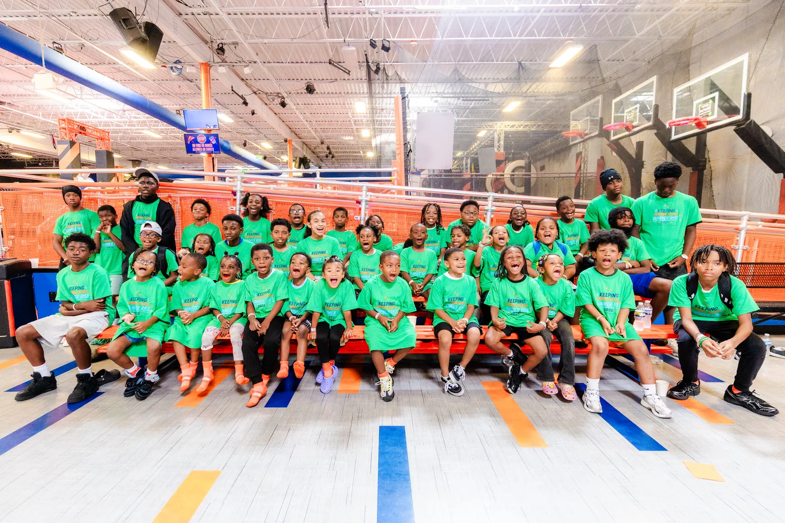 KHA Summer RISE youth and staff together inside Sky Zone
